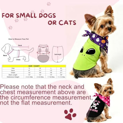 2-Piece Set Small Puppy Bad to The Bone Dog Shirt & Bandana Pet Cat Clothes Outfit XL - Image 2