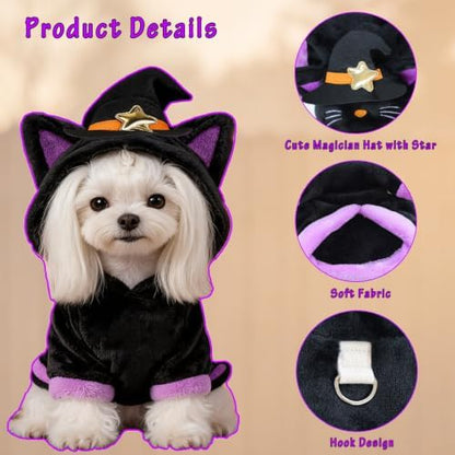 Halloween Dog Magician Costume, Warm Cat Wizard Outfit with Hood，X-Large - Image 7