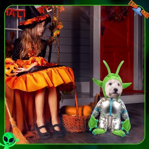 Halloween Green Alien Costume for Small Dog, Dog Astronaut Outfits, M - Image 5