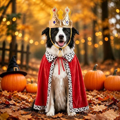 Dog Costume Dog Halloween Costumes Large Dog King Cloak Crown Set - Image 5
