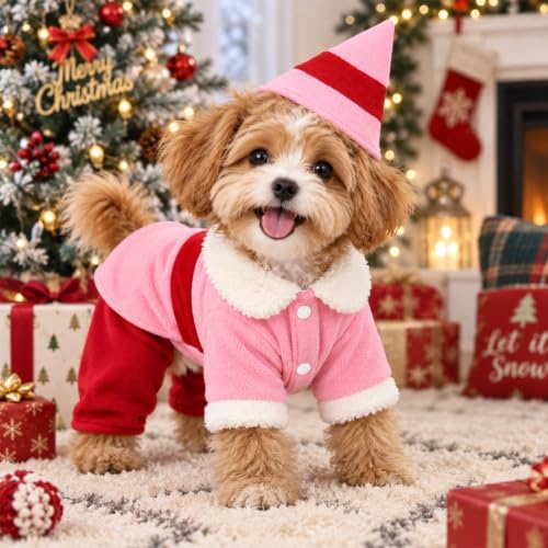 Dog Elf Christmas Costume, Funny Party Halloween Cosplay Outfit(Large) - Image 2