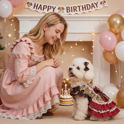 Dog Dress, Vintage Gothic Princess Dog Dress, Multi-Layer Ruffle Skirt with Statement Bow & Pendant Detail, Girl Dog Clothes for Birthday, Wedding, Party, Photoshoot(S) - Image 6