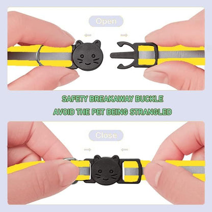 2 Pack Cat Collars Quick Release Reflective Kitten Collar with Bell & Safety Release (Yellow)
