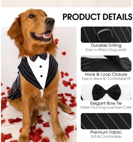 Kuoser Dog Tuxedo, Dog Suit and Bandana Set, Dogs Costume with D-Ring - Image 3