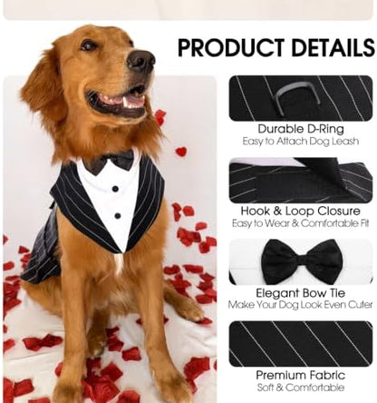 Kuoser Dog Tuxedo, Dog Suit and Bandana Set, Dogs Costume with D-Ring - Image 3