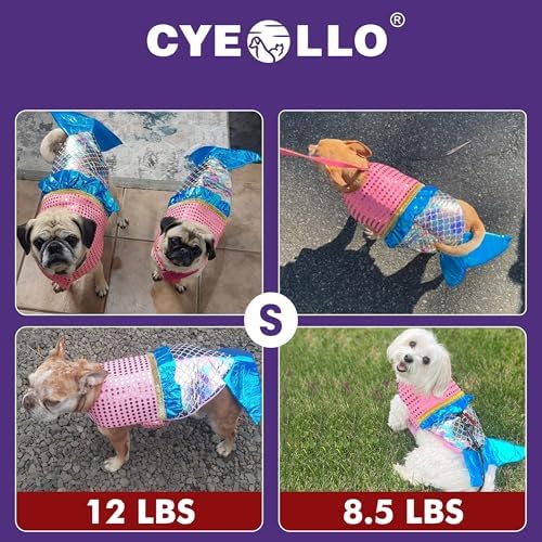cyeollo Mermaid Dog Halloween Costumes for Small Dogs Holiday Outfit, S - Image 6
