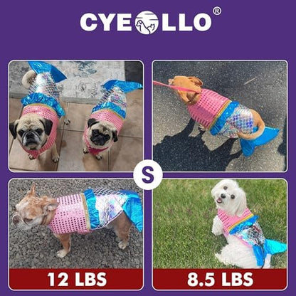 cyeollo Mermaid Dog Halloween Costumes for Small Dogs Holiday Outfit, S - Image 6