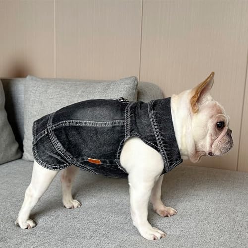 Small Dog Jean Jacket,Pet Costumes Black Denim Coat,Puppy Clothes(XL) - Image 3