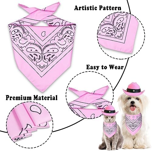 GOYOSWA Dog Halloween Costumes, Dog Cowboy Costume Halloween Pet Cowboy Hat Bandana Scarf for Small Medium Large Dogs Pets (Pink Hat & Pink Bandana, Small) - Image 5