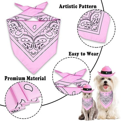 GOYOSWA Dog Halloween Costumes, Dog Cowboy Costume Halloween Pet Cowboy Hat Bandana Scarf for Small Medium Large Dogs Pets (Pink Hat & Pink Bandana, Small) - Image 5