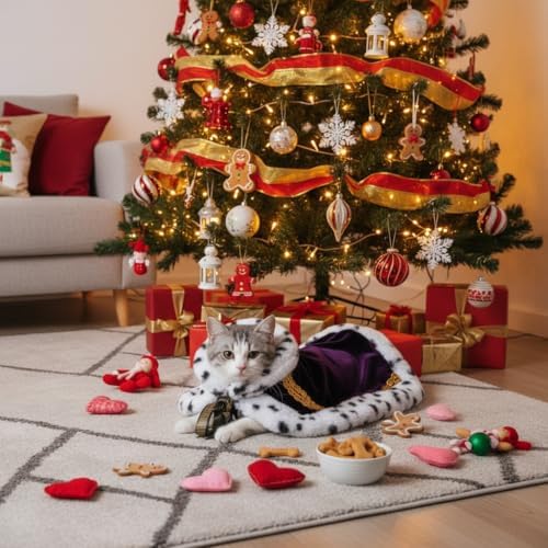 Lovelyshop Royal Velvet Pet Cloak with Fur Trim for Cats & Dogs, Purple, S - Image 4