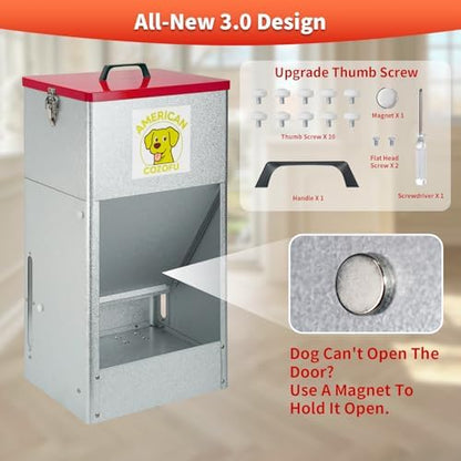 Automatic Dog Feeder with Wheels, 25lb Heavy Duty Galvanized Steel Gravity Food Dispenser - Easy to Move Rolling Pet Food Station for Indoor & Outdoor Use