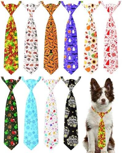 PET SHOW 10 Pack Holiday Winter Dog Ties Neckties XL for Extra Large Dogs by PETSHOW
