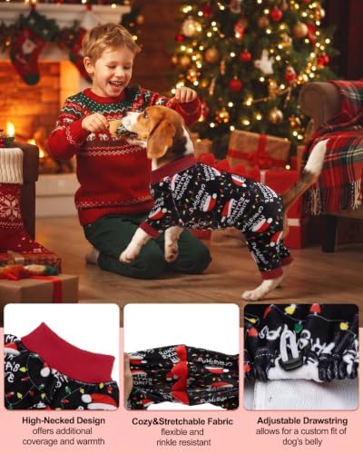 CuteBone Dinosaur Costume Halloween Christmas Dog Pajamas, Stretchy Spandex Crystal Velvet Sleepwear Coat for Small Dogs, Soft & Warm Pet Outfit Clothes for Cold Weather, Cozy Pullover Design COSP30S - Image 3