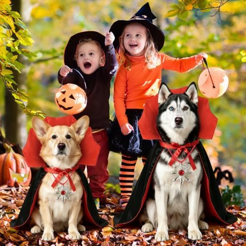 Dog Halloween Costumes, Adjustable Dog Vampire Cloak Costume Devil Vampire Cloak Cape Halloween Costumes with Medal for Small Medium Large Dogs Halloween Party Cosplay Outfit(L) - Image 4