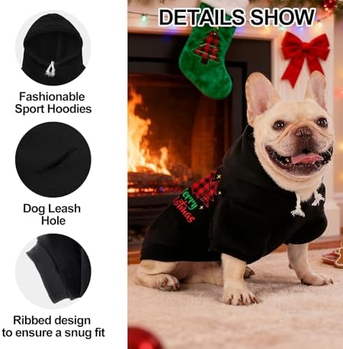 EXPAWLORER Dog Hoodies for Small Medium Large Dogs,Christmas Theme Black M - Image 3