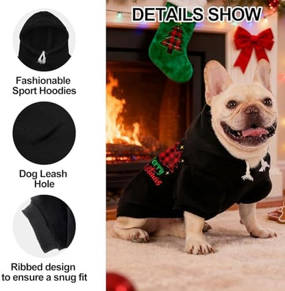 EXPAWLORER Dog Hoodies for Small Medium Large Dogs,Christmas Theme Black S - Image 3