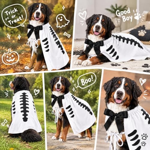 Halloween Skull Costume,Skeleton Dog Cape for Medium Large Pets(XL) - Image 5