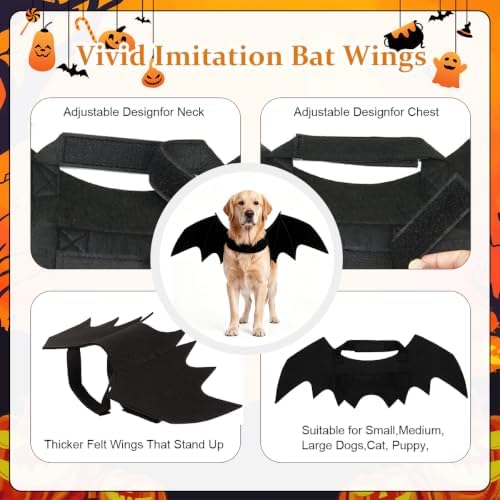 Halloween Pet Bat Wings Costume for Small Medium Large Dogs Cats Adjustable Black Bat Costume Wings for Pet Halloween Cosplay Party. - Image 7
