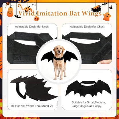 Halloween Pet Bat Wings Costume for Small Medium Large Dogs Cats Adjustable Black Bat Costume Wings for Pet Halloween Cosplay Party. - Image 7