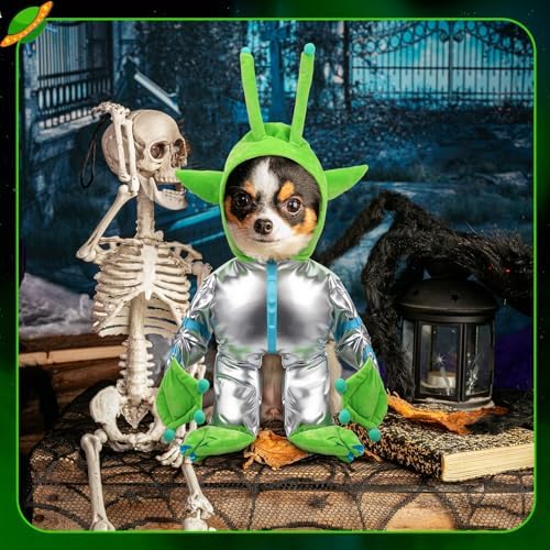 Halloween Green Alien Costume for Small Dog, Dog Astronaut Outfits, M - Image 3