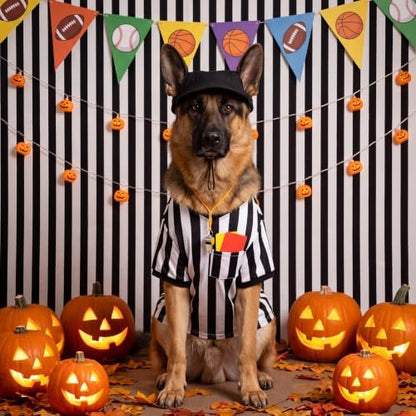 Halloween Large Dog Referee Costume Set with Shirt Cap Whistle Cards, XL - Image 5