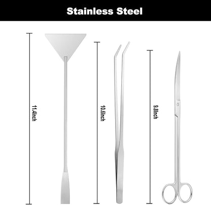 Carefree Fish 7IN1 Aquarium Cleaning Tools Long Handle Adjustable Length 18~24Inch Fish Tank Cleaner Kit Algae Scraper Scrubber Brushes Set Plant Scissor Long Tweezer