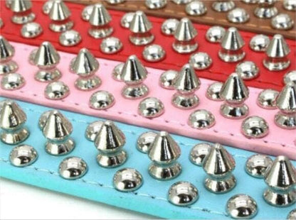 Spiked Dog Collar Soft Pu Leather Mushrooms Rivet Spike Studded Puppy Adjustable Pet Collars for Small Breeds (XS, Hot Pink)