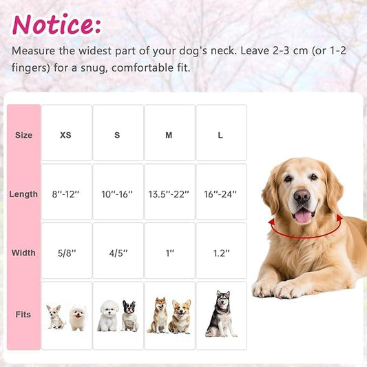 Dog Collar for Medium Dogs, Spring Pink Dog Collars with Strawberries & Flowers, Adjustable Medium Dog Collars, Cute Girl or Boy Dog Collar Ideal for Puppy Gifts,Pet Accessory