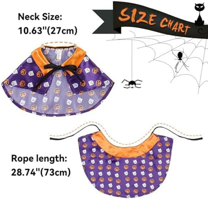 NAMSAN Pet Wizard Costume for Cats Small Dogs Rabbits, Halloween Cat Witch Cape, Stand-Up Small Dog Vampire Cloak, Halloween Pumpkin Cat Outfit for Holiday Party Cosplay Statue Decoration - Image 3