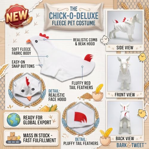 Funny Plush Chicken Dog Costume for Halloween Thanksgiving (Large) - Image 2