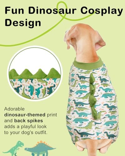 CuteBone Dinosaur Costume Dog Pajamas, Stretchy Spandex Crystal Velvet Sleepwear Coat for Small Dogs, Soft & Warm Pet Outfit Clothes for Cold Weather, Cozy Pullover Design COSP05-4XL - Image 2