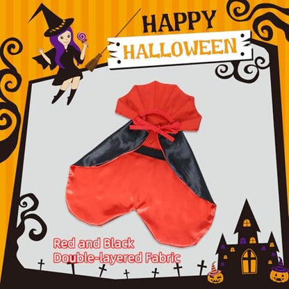 ROSAUI Halloween Pet Vampire Cape – 19.69″ Adjustable Red & Black Costume for Medium Dogs (Beagle, Shiba Inu, French Bulldog) Spooky Outfit with Stand-Up Collar (M Size) - Image 4