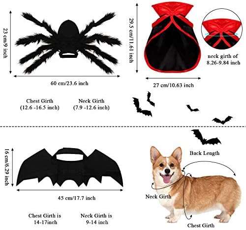 Syhood 3 Pcs Halloween Cat Dog Costume Set,Pet Bat Vampire Cloak,S,Gothic - Image 3