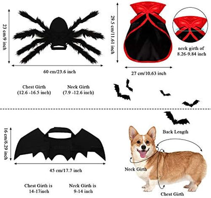 Syhood 3 Pcs Halloween Cat Dog Costume Set,Pet Bat Vampire Cloak,S,Gothic - Image 3