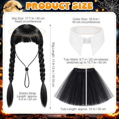 Dansydaisy 3 Pcs Black Halloween Dog Costume Set with Twin Ponytail Wig - Image 3