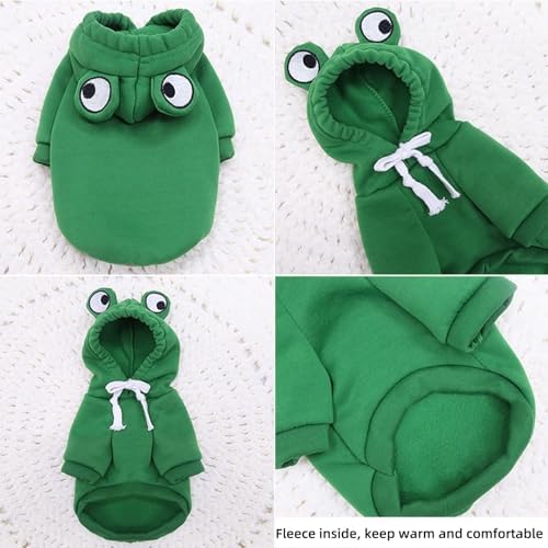 Fleece Lined Warm Dog Hoodie Sweatshirt Pet Winter Coat, Frog XS - Image 5