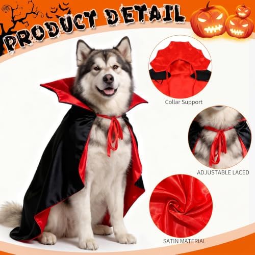 OLANRUN Dog Halloween Costumes, Dog Vampire Devil Cape Costume, Funny Pet Vampire Cloak Cosplay Party Dress-Up, Halloween Costumes for XL Dogs (X-Large) - Image 2