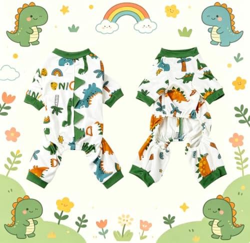 DELIFUR Dinosaur Costume Dog Pajamas- Soft Pjs Recovery Suit Stretchable Cozy Pullover Design Cute Breathable Sleepwear Onesie for Small Dog - Image 2