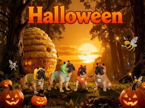 iChoue French Bulldog Halloween Costume Clothes Hoodies Outfit Bee Green, L - Image 5