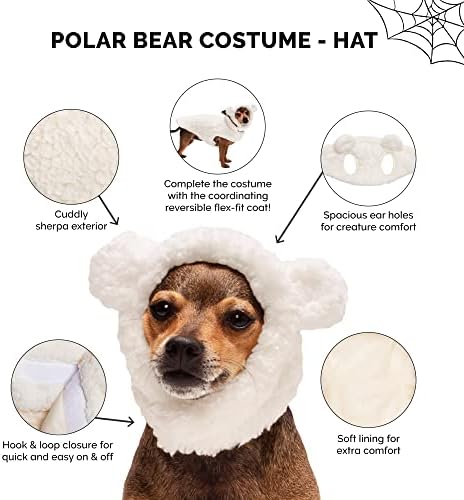 Furhaven Large to XL Dog Hat, Washable & Cozy - Sherpa Flex-Fit Polar Bear Dog Hat Costume - Cream, Large to Extra Large - Image 3