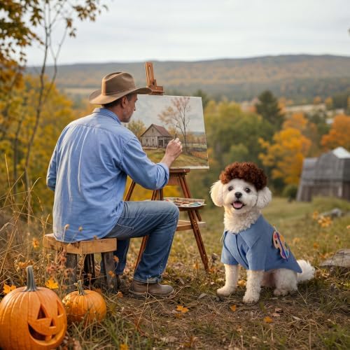 Dansydaisy 4 Pcs Halloween Dog Costume, Puppy 80s Painter Artist Outfit, L - Image 5