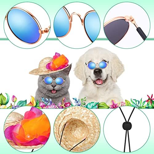 Chunful 6 Pcs Dog Hawaiian Costume, Tutu Skirt Sunglasses Hat for Puppy - Image 4