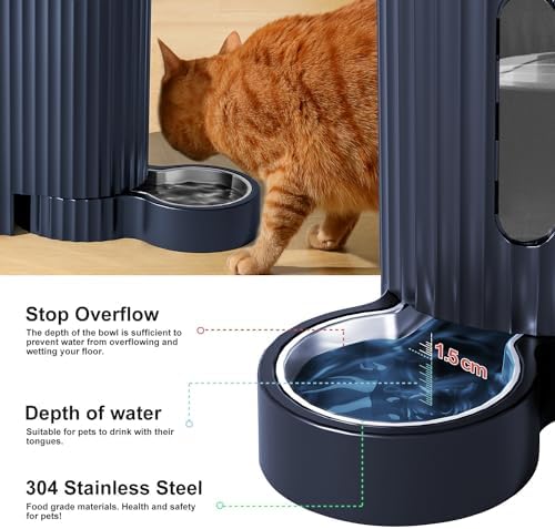 Gravity Automatic Cat Feeder, Water & Food Dispenser Set, Stainless Bowls