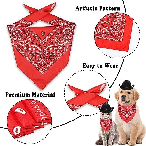 GOYOSWA Dog Halloween Costumes, Dog Cowboy Costume Halloween Pet Cowboy Hat Bandana Scarf for Small Medium Large Dogs Pets (Black Hat & Red Bandana, Small) - Image 6