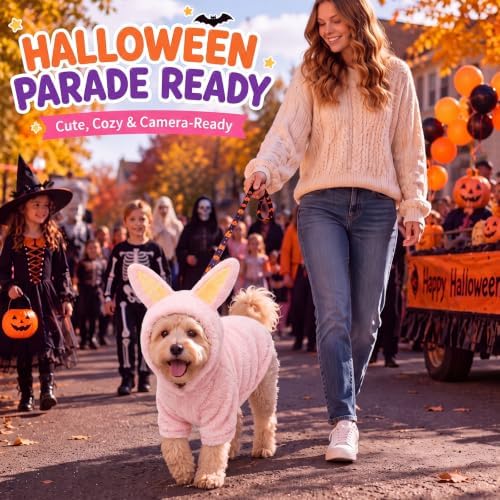 Halloween Pet Costume Bunny Ear Hoodie Pullover, Large, Pink - Image 2