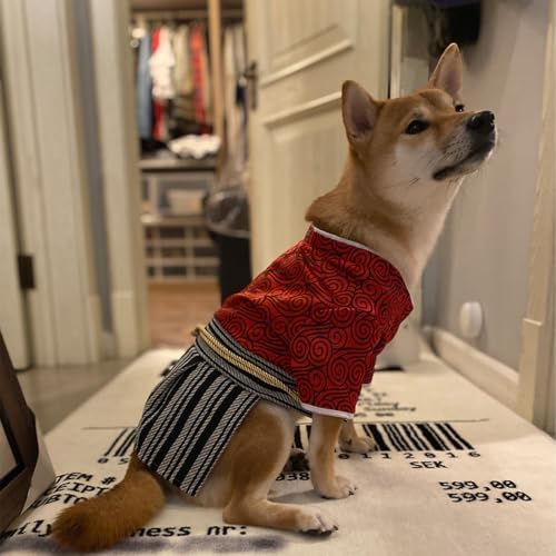 Samurai Pet Costume for French Bulldog, Funny Samurai Outfit, Dog & Cat Party Clothes, Halloween Cosplay (S, Red) - Image 5