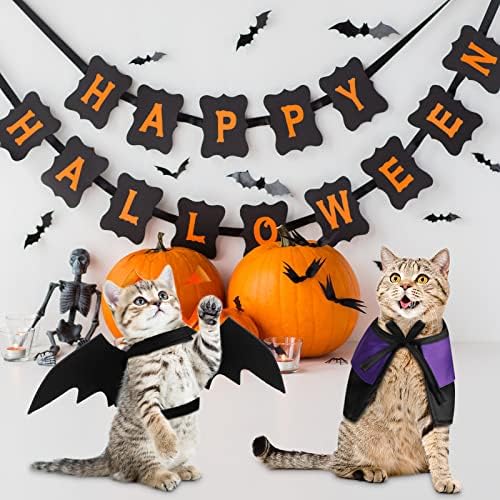 Syhood 3 Pcs Halloween Cat Dog Costume Set,Pet Bat Vampire Cloak,S,Cool - Image 5