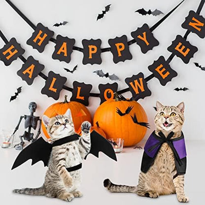 Syhood 3 Pcs Halloween Cat Dog Costume Set,Pet Bat Vampire Cloak,S,Cool - Image 5