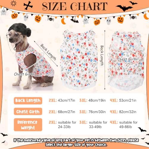 4Pcs Halloween Old Lady Costume Dog Grandma Outfit, Multicolor Floral, 4 XL - Image 3
